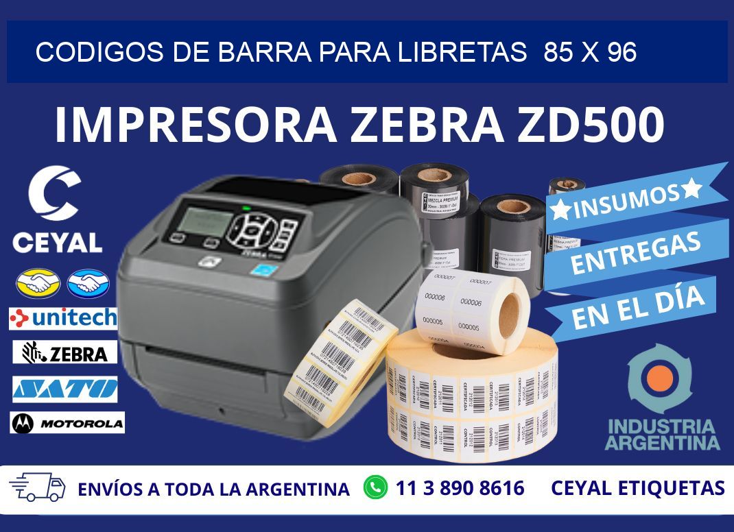 CODIGOS DE BARRA PARA LIBRETAS  85 x 96