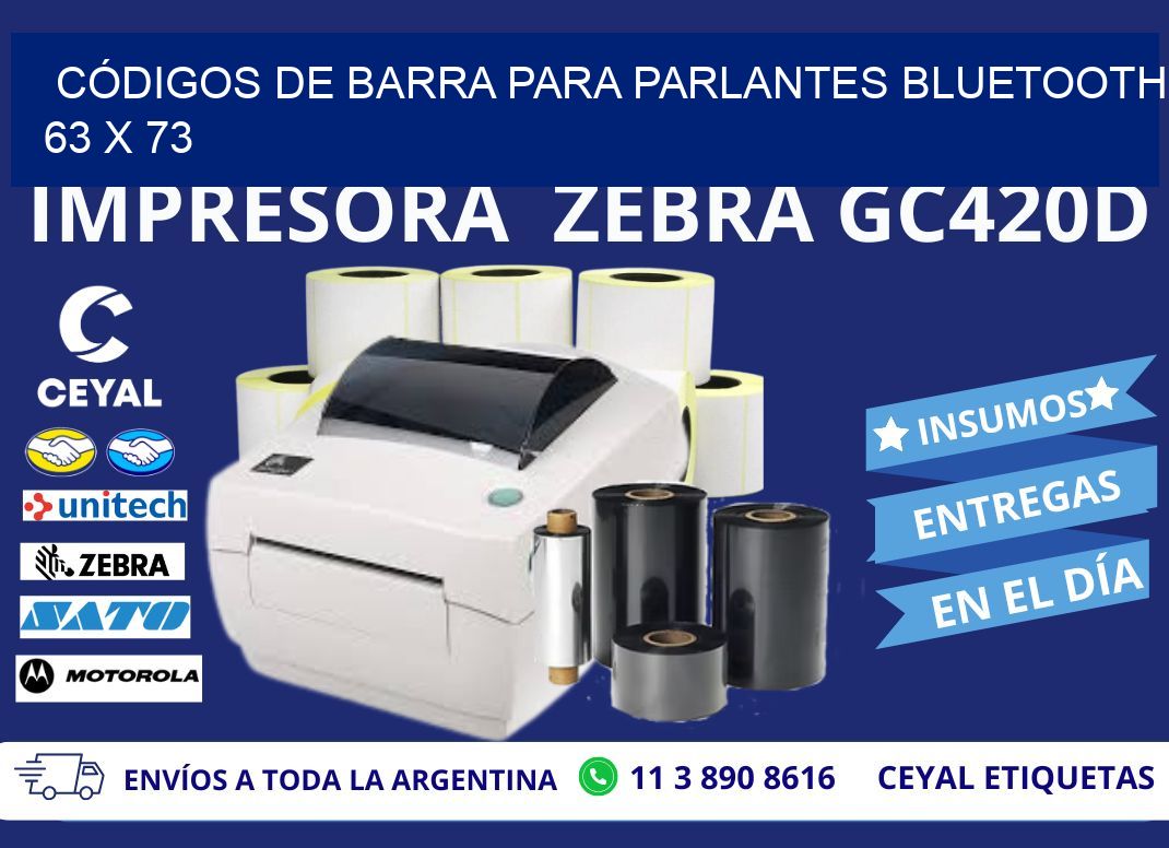 CÓDIGOS DE BARRA PARA PARLANTES BLUETOOTH 63 x 73