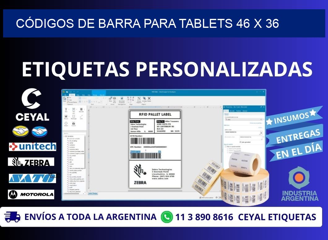 CÓDIGOS DE BARRA PARA TABLETS 46 x 36
