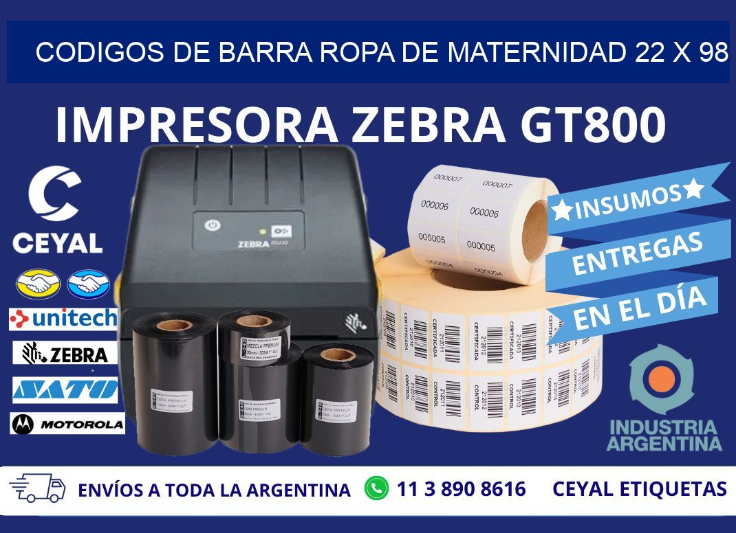 CODIGOS DE BARRA ROPA DE MATERNIDAD 22 x 98