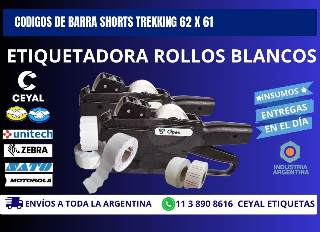 CODIGOS DE BARRA SHORTS TREKKING 62 x 61