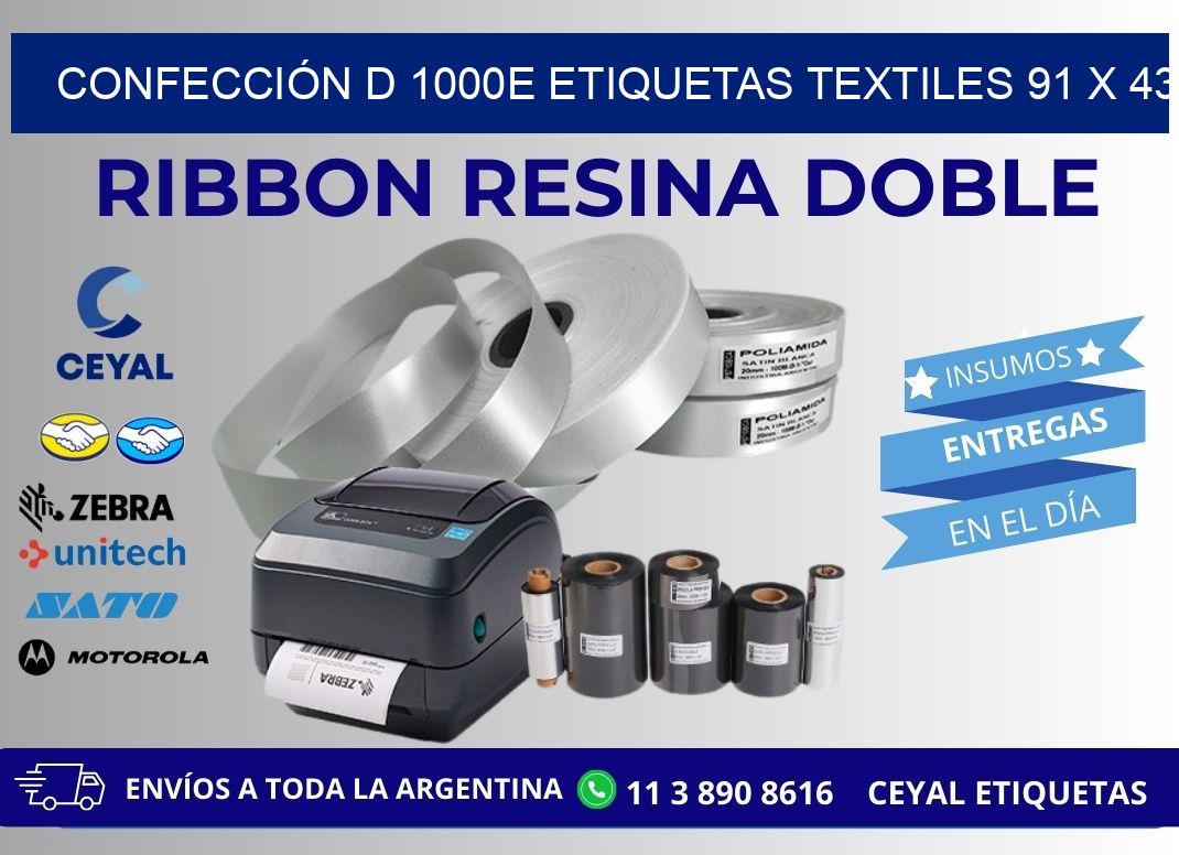 CONFECCIÓN D 1000E ETIQUETAS TEXTILES 91 x 43