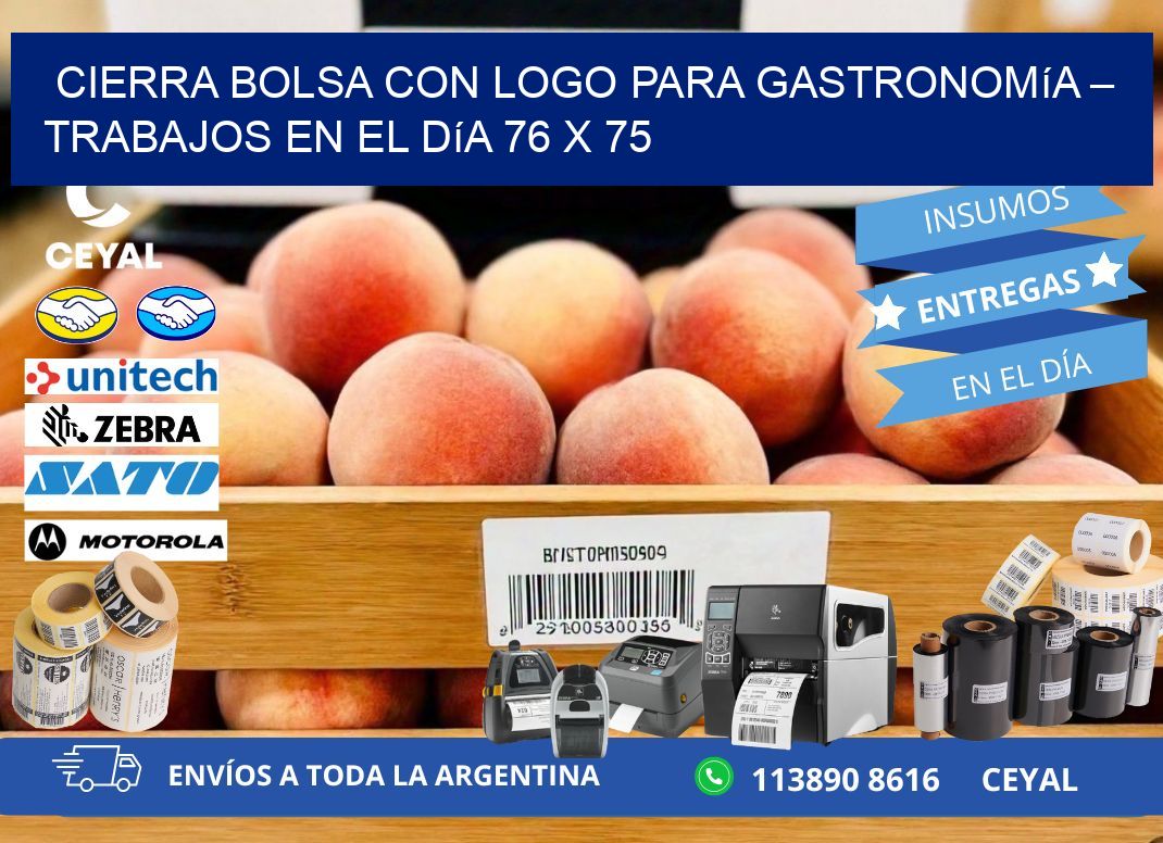 Cierra bolsa con logo para gastronomía – Trabajos en el día 76 x 75