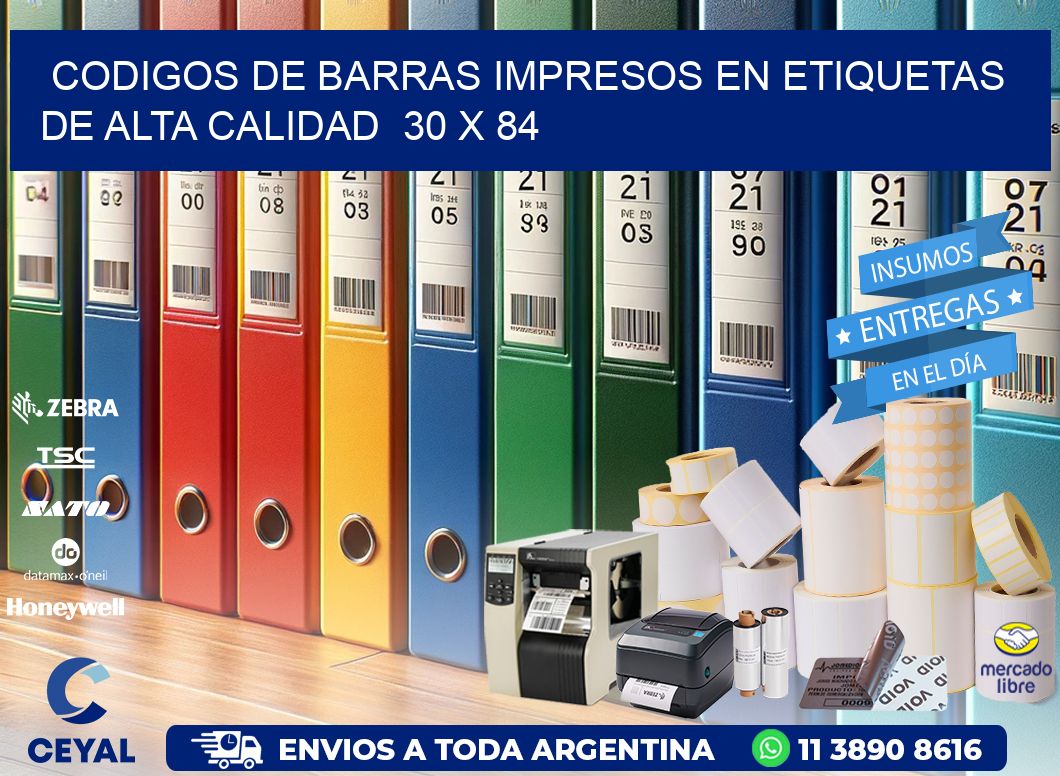 Codigos de Barras Impresos en Etiquetas de Alta Calidad  30 x 84