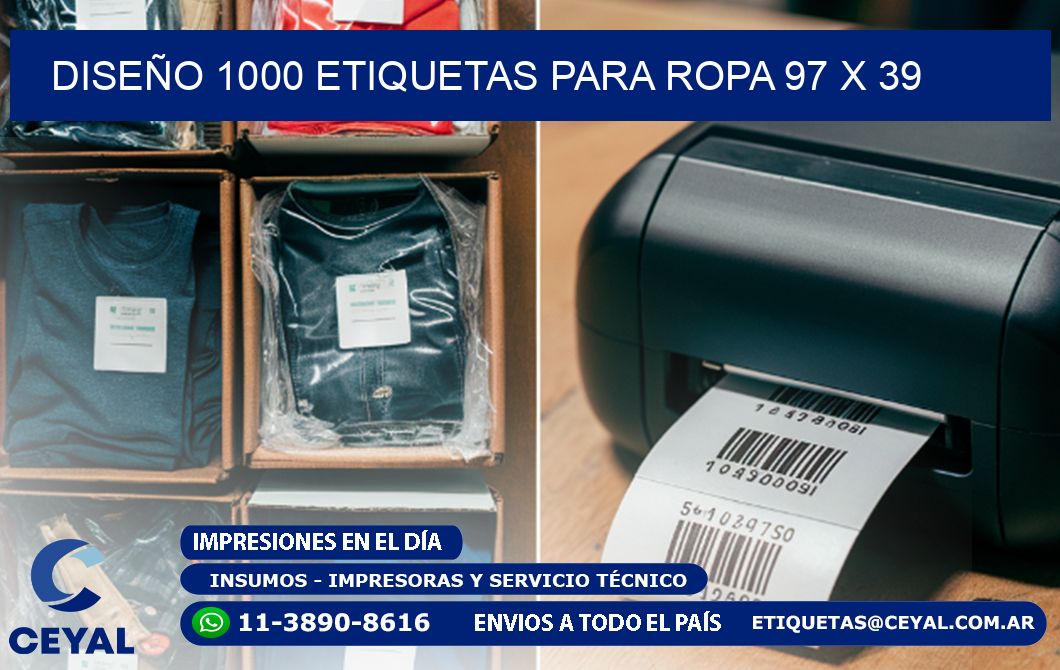 DISEÑO 1000 ETIQUETAS PARA ROPA 97 x 39