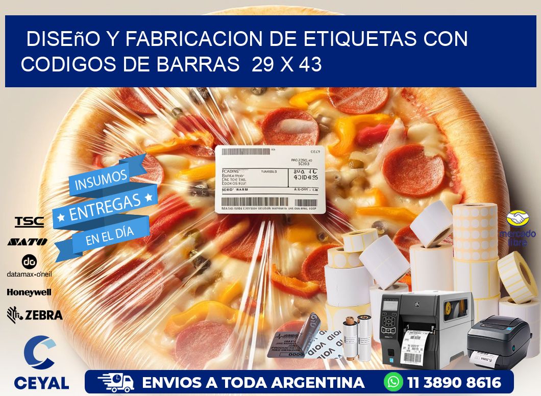 Diseño y Fabricacion de Etiquetas con Codigos de Barras  29 x 43