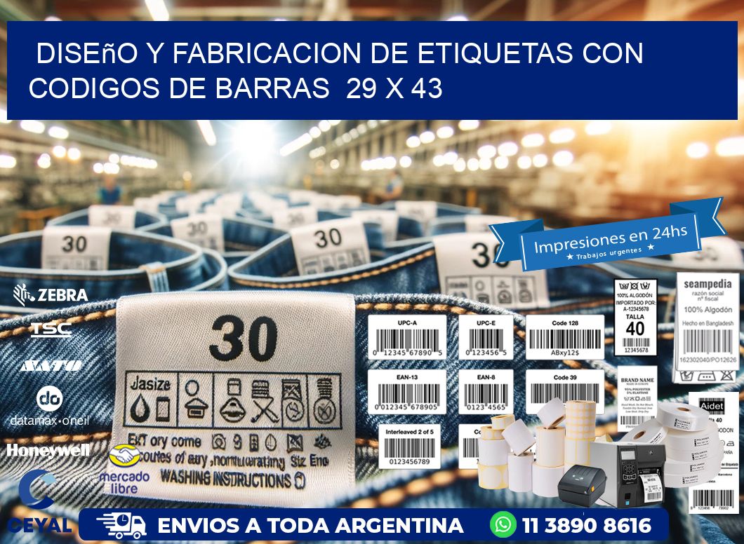 Diseño y Fabricacion de Etiquetas con Codigos de Barras  29 x 43