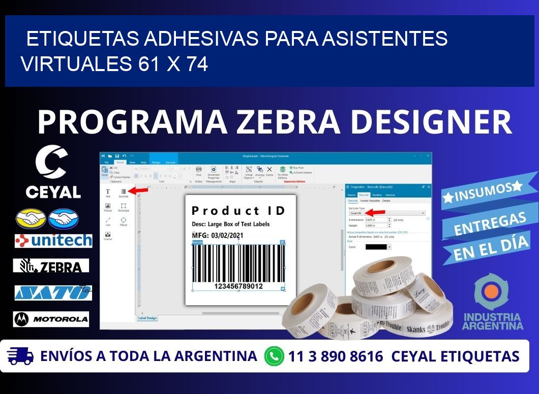 ETIQUETAS ADHESIVAS PARA ASISTENTES VIRTUALES 61 x 74