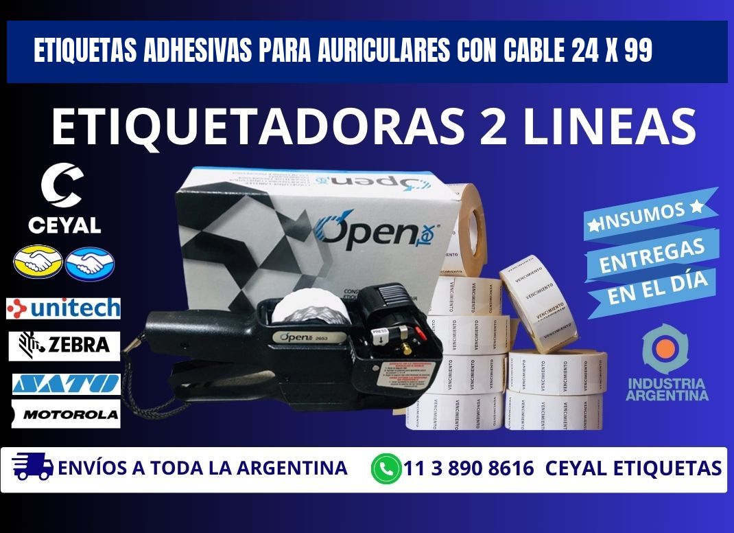 ETIQUETAS ADHESIVAS PARA AURICULARES CON CABLE 24 x 99