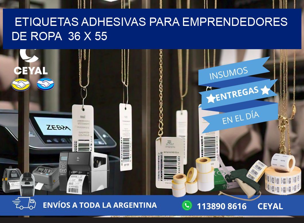 ETIQUETAS ADHESIVAS PARA EMPRENDEDORES DE ROPA  36 x 55