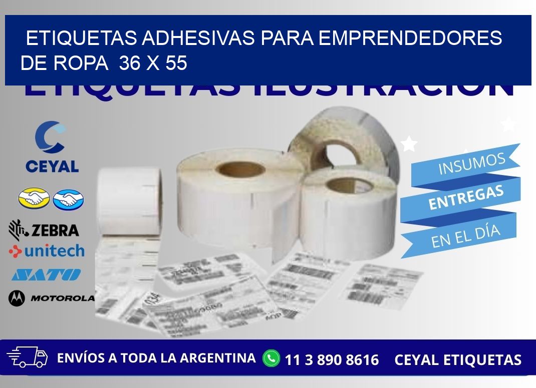 ETIQUETAS ADHESIVAS PARA EMPRENDEDORES DE ROPA  36 x 55