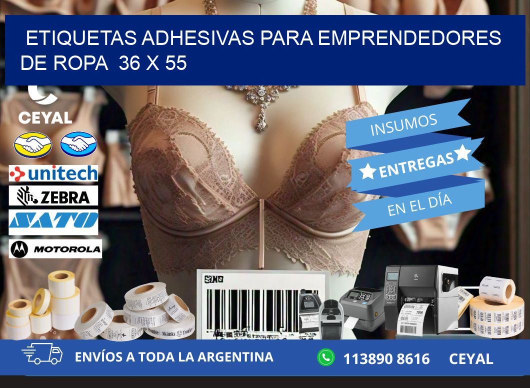 ETIQUETAS ADHESIVAS PARA EMPRENDEDORES DE ROPA  36 x 55