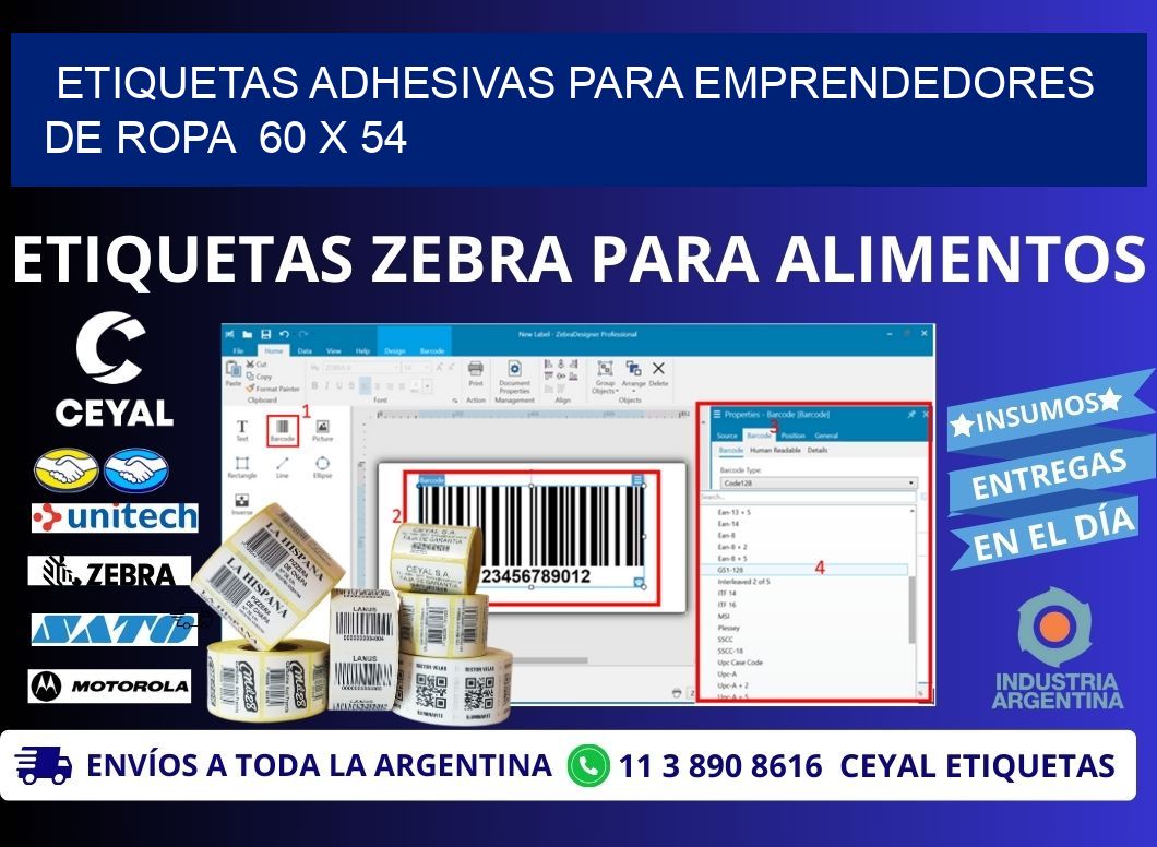 ETIQUETAS ADHESIVAS PARA EMPRENDEDORES DE ROPA  60 x 54