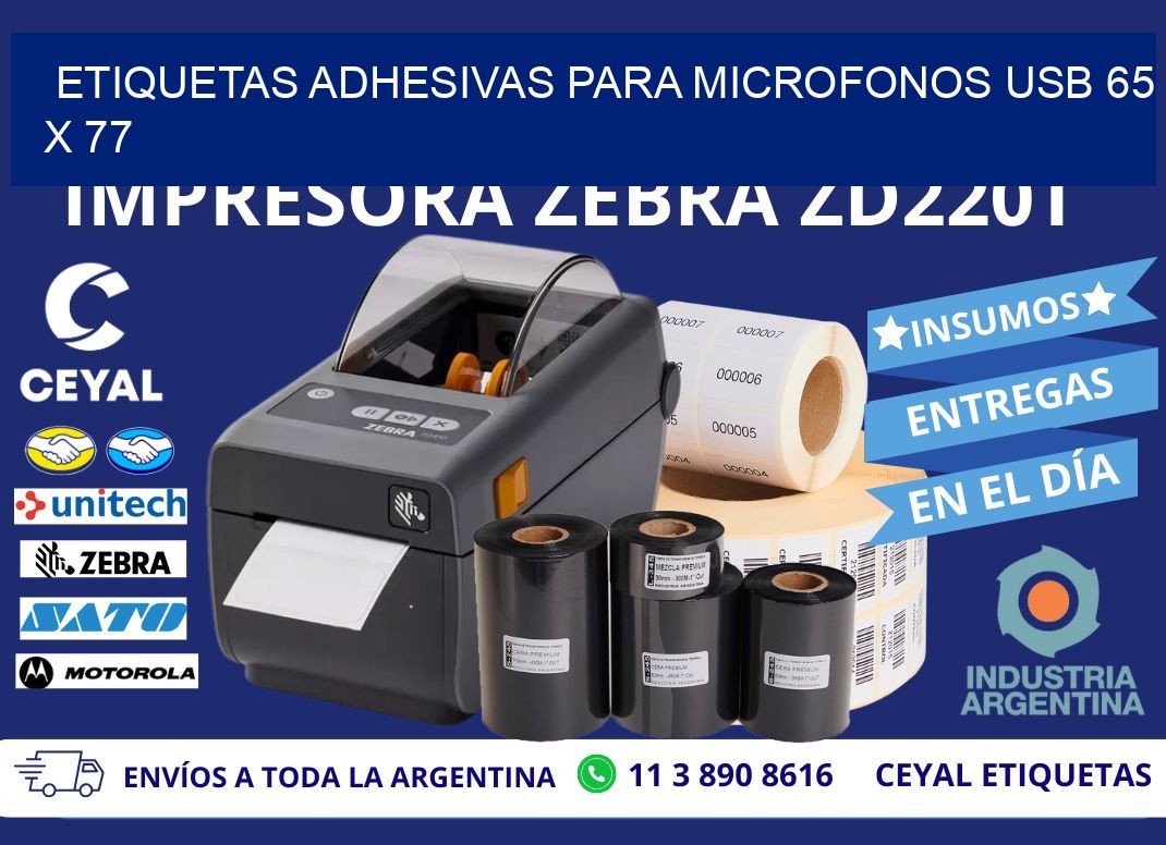 ETIQUETAS ADHESIVAS PARA MICROFONOS USB 65 x 77