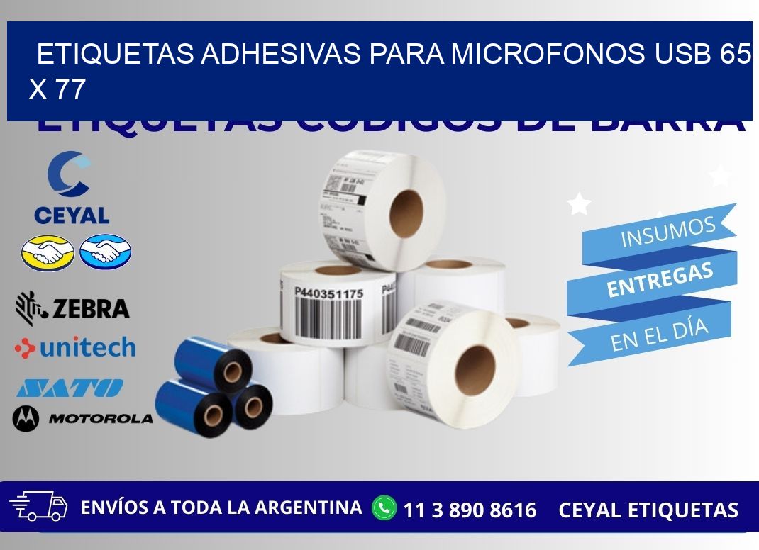 ETIQUETAS ADHESIVAS PARA MICROFONOS USB 65 x 77