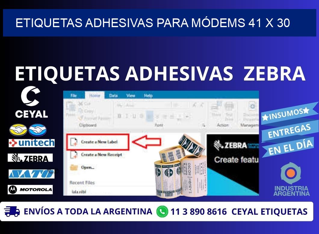 ETIQUETAS ADHESIVAS PARA MÓDEMS 41 x 30