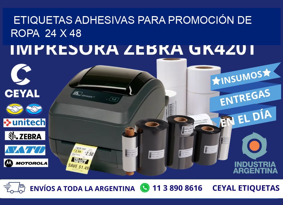 ETIQUETAS ADHESIVAS PARA PROMOCIÓN DE ROPA  24 x 48