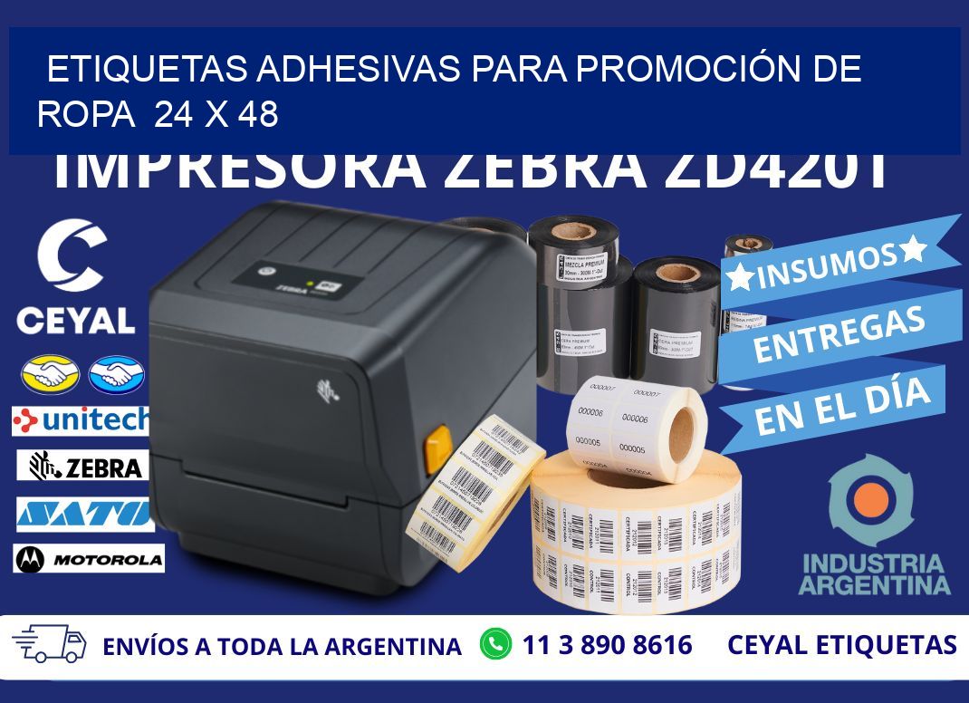 ETIQUETAS ADHESIVAS PARA PROMOCIÓN DE ROPA  24 x 48