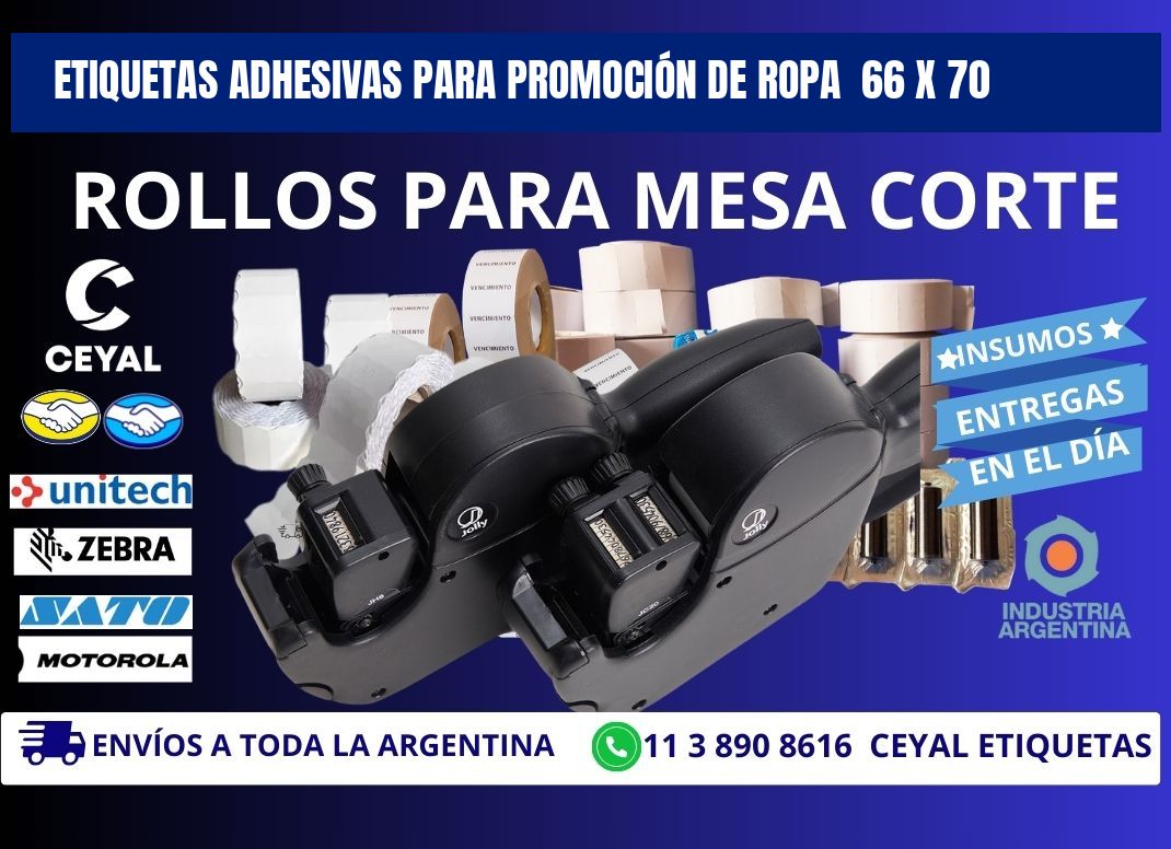 ETIQUETAS ADHESIVAS PARA PROMOCIÓN DE ROPA  66 x 70