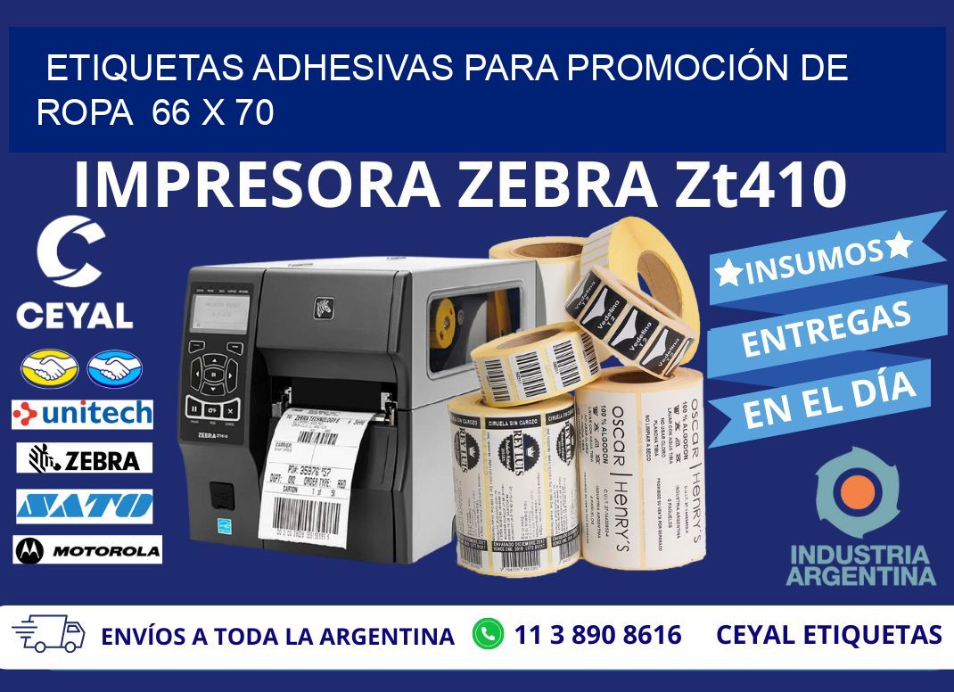 ETIQUETAS ADHESIVAS PARA PROMOCIÓN DE ROPA  66 x 70