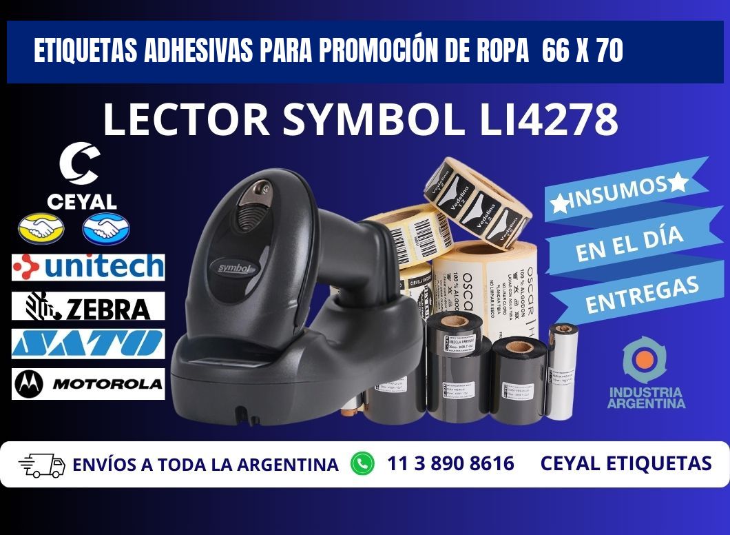 ETIQUETAS ADHESIVAS PARA PROMOCIÓN DE ROPA  66 x 70