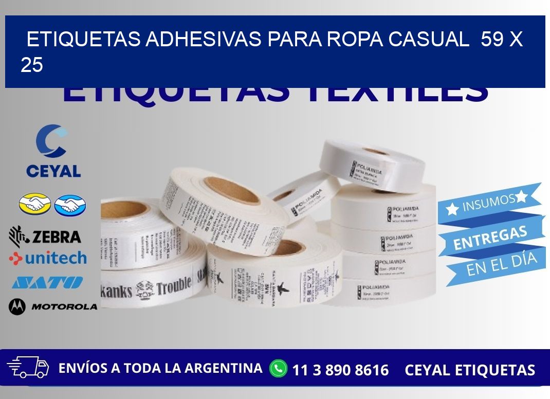 ETIQUETAS ADHESIVAS PARA ROPA CASUAL  59 x 25