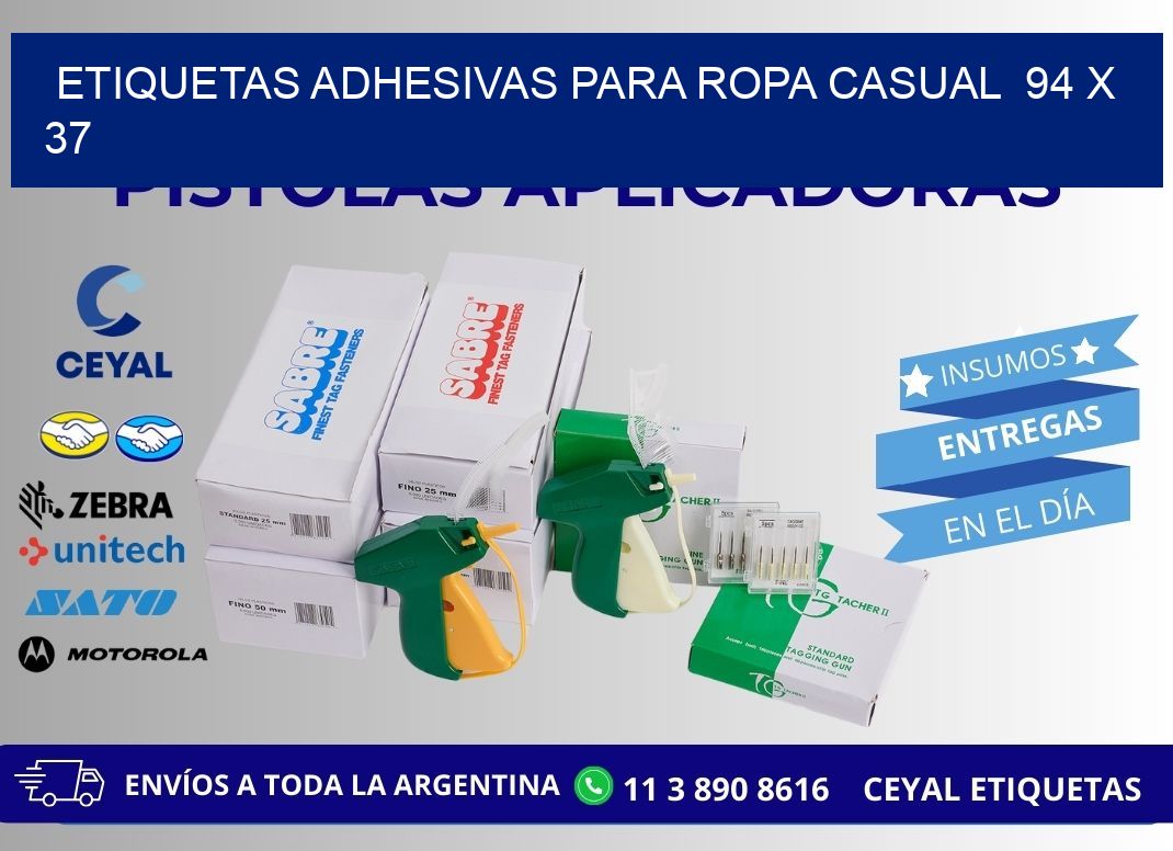 ETIQUETAS ADHESIVAS PARA ROPA CASUAL  94 x 37