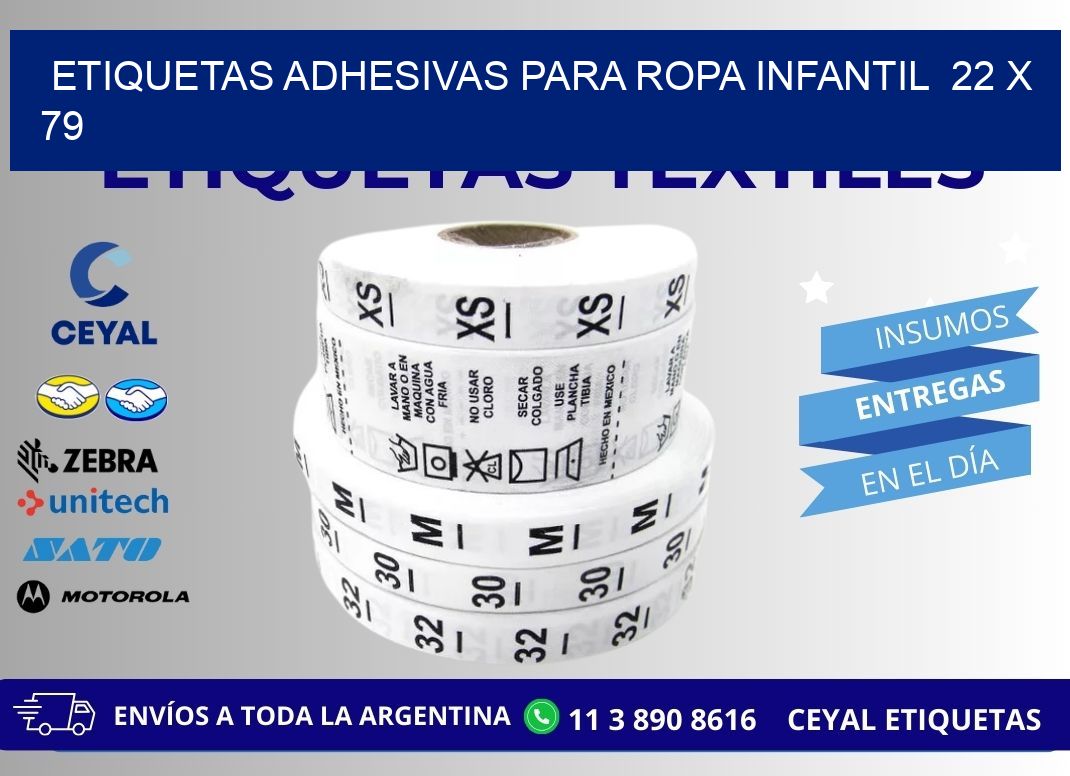 ETIQUETAS ADHESIVAS PARA ROPA INFANTIL  22 x 79