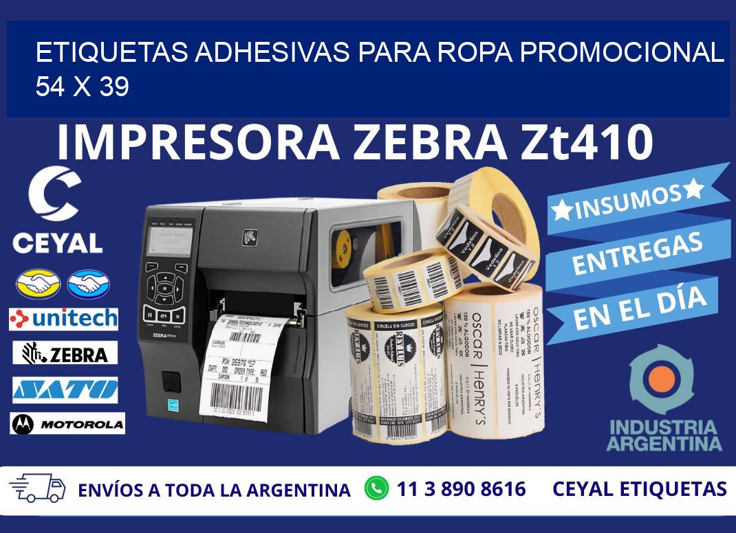 ETIQUETAS ADHESIVAS PARA ROPA PROMOCIONAL  54 x 39