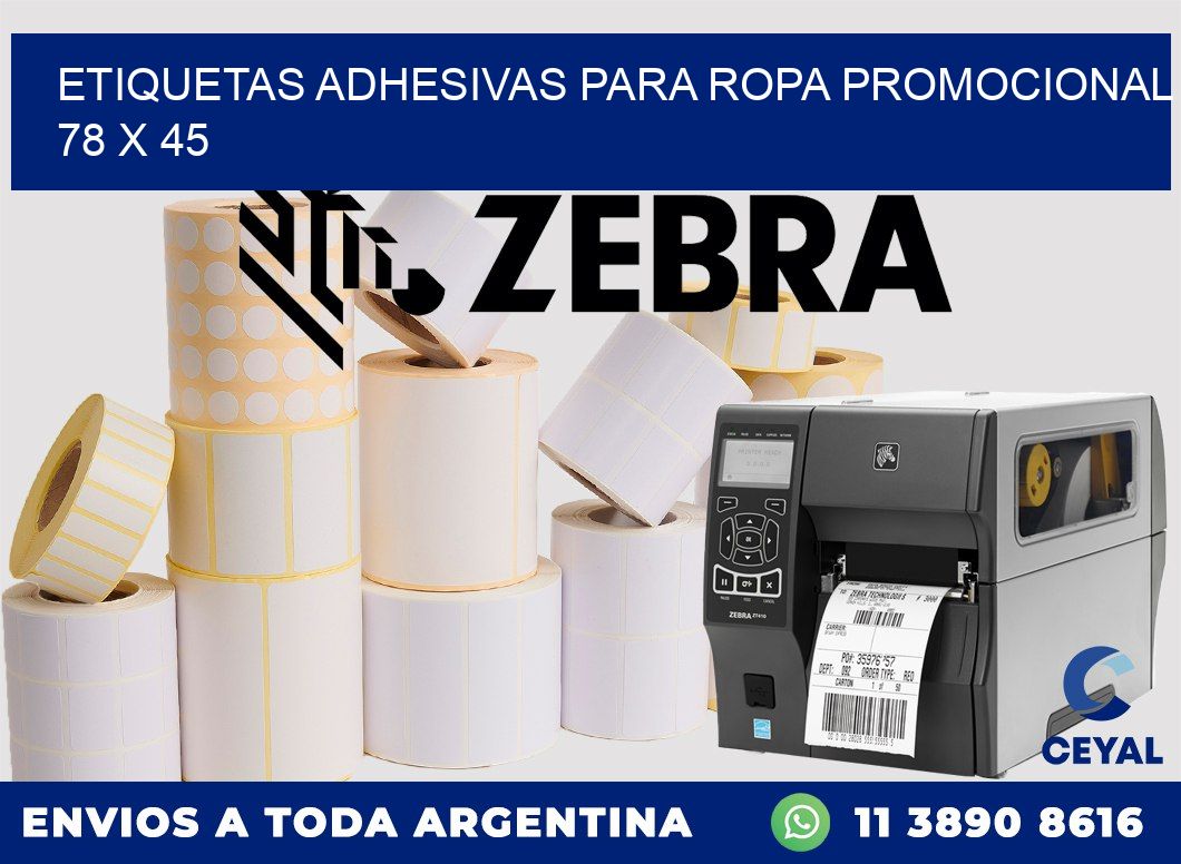 ETIQUETAS ADHESIVAS PARA ROPA PROMOCIONAL  78 x 45