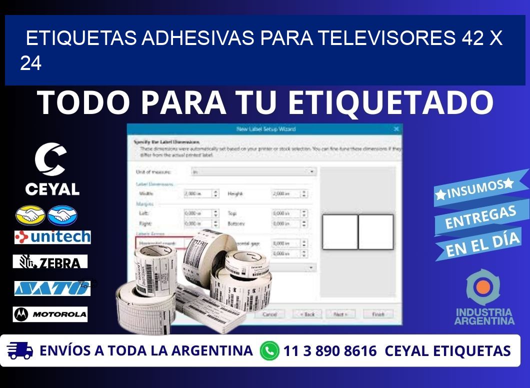 ETIQUETAS ADHESIVAS PARA TELEVISORES 42 x 24