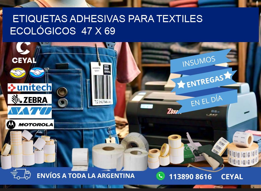 ETIQUETAS ADHESIVAS PARA TEXTILES ECOLÓGICOS  47 x 69