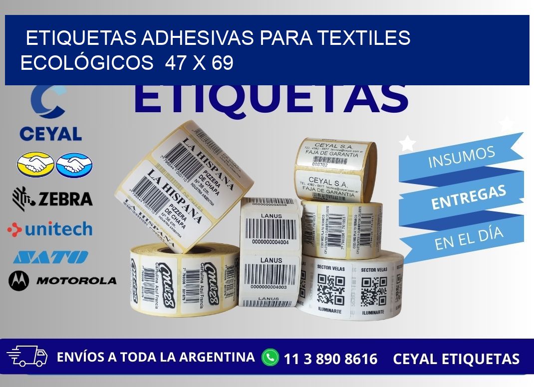 ETIQUETAS ADHESIVAS PARA TEXTILES ECOLÓGICOS  47 x 69