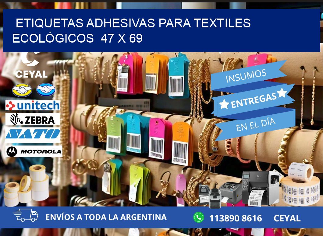 ETIQUETAS ADHESIVAS PARA TEXTILES ECOLÓGICOS  47 x 69