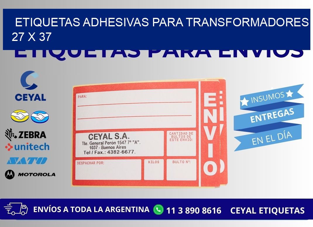 ETIQUETAS ADHESIVAS PARA TRANSFORMADORES 27 x 37