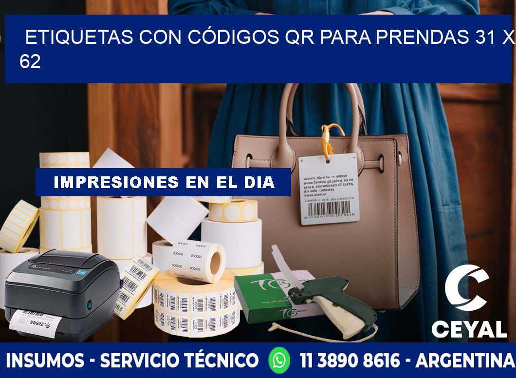 ETIQUETAS CON CÓDIGOS QR PARA PRENDAS 31 x 62