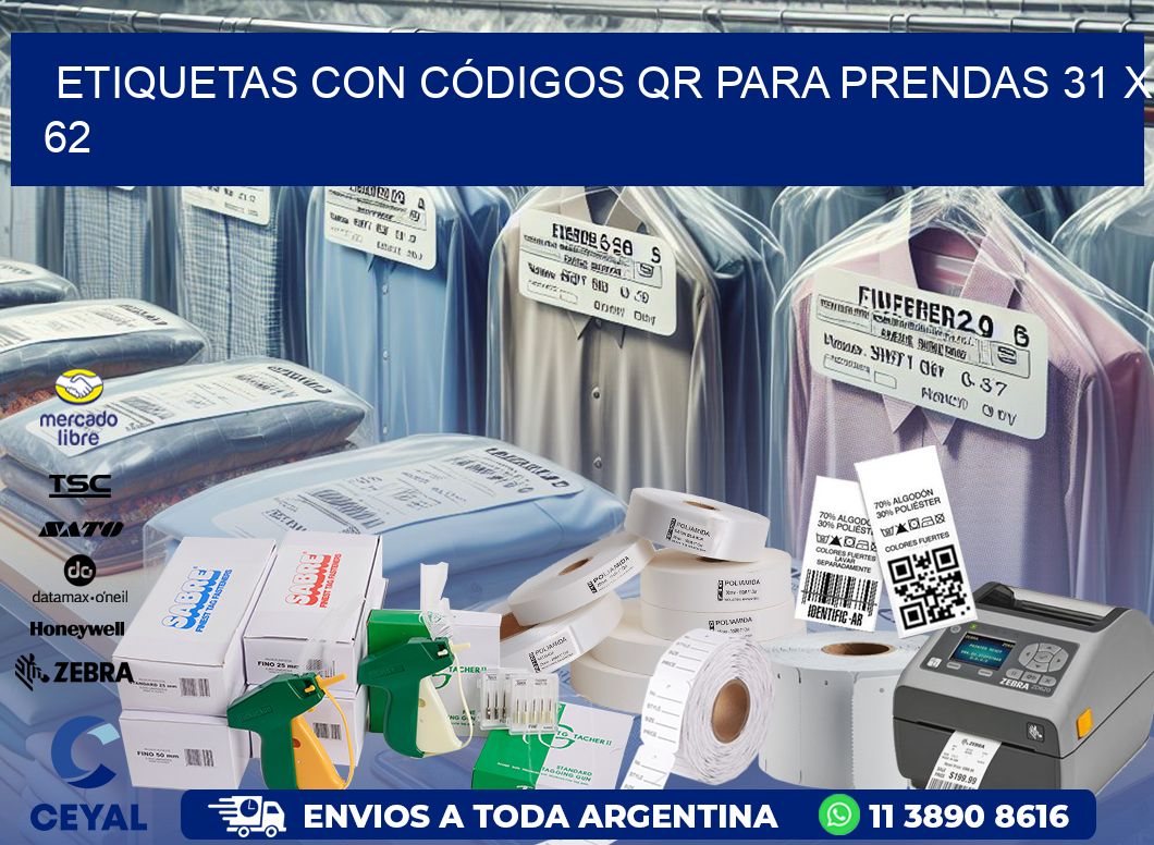 ETIQUETAS CON CÓDIGOS QR PARA PRENDAS 31 x 62