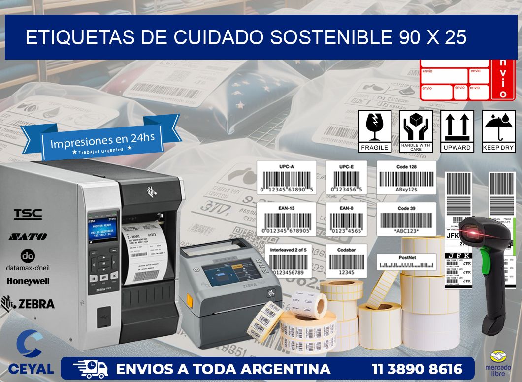 ETIQUETAS DE CUIDADO SOSTENIBLE 90 x 25