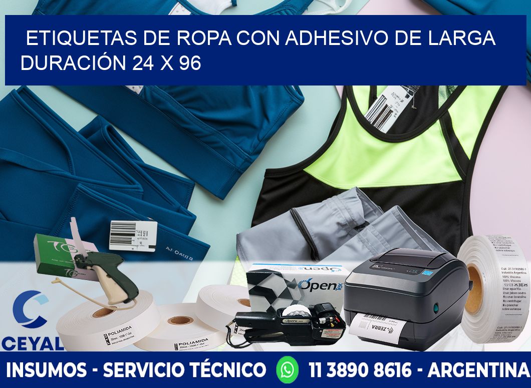 ETIQUETAS DE ROPA CON ADHESIVO DE LARGA DURACIÓN 24 x 96