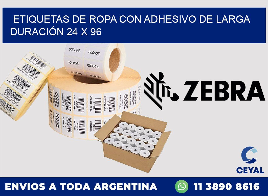 ETIQUETAS DE ROPA CON ADHESIVO DE LARGA DURACIÓN 24 x 96