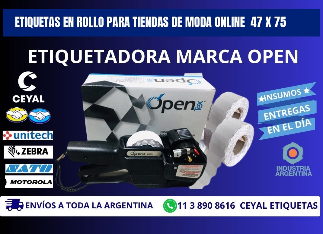 ETIQUETAS EN ROLLO PARA TIENDAS DE MODA ONLINE  47 x 75