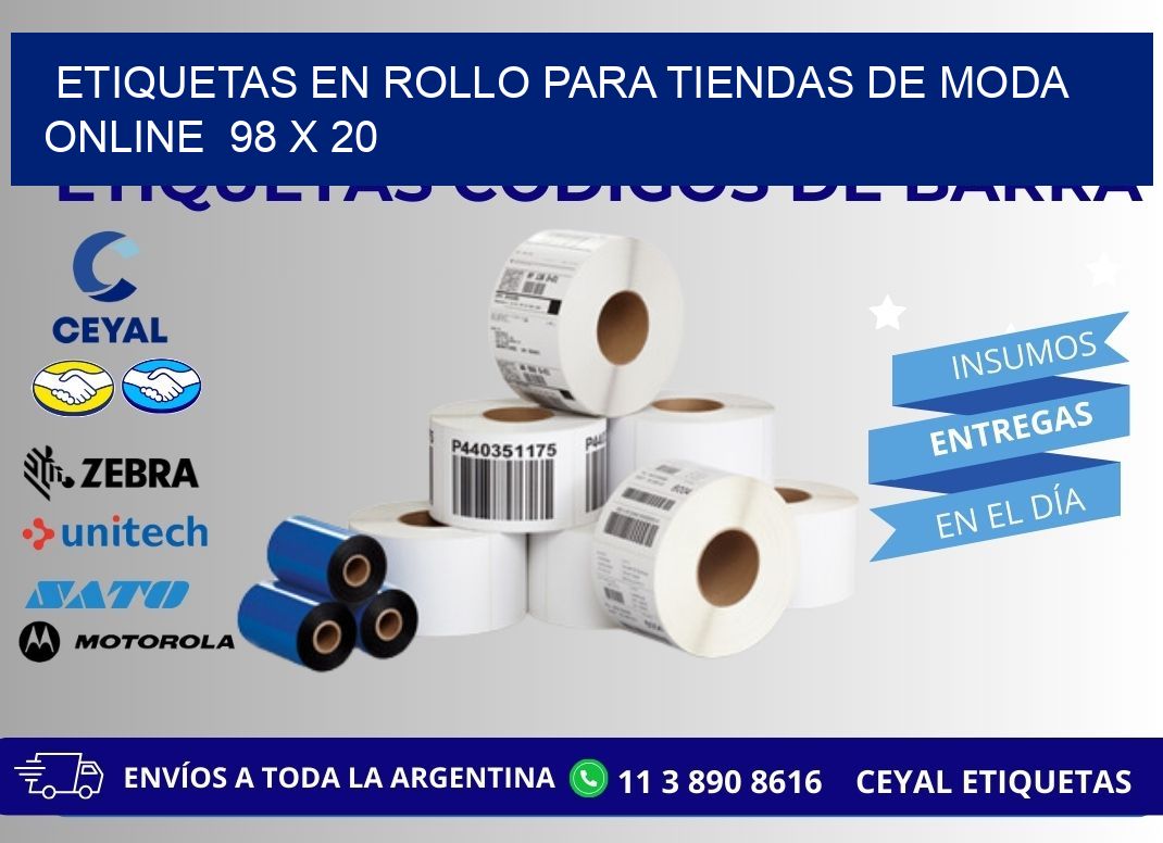 ETIQUETAS EN ROLLO PARA TIENDAS DE MODA ONLINE  98 x 20