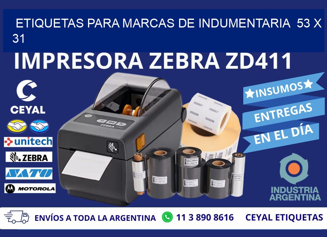 ETIQUETAS PARA MARCAS DE INDUMENTARIA  53 x 31