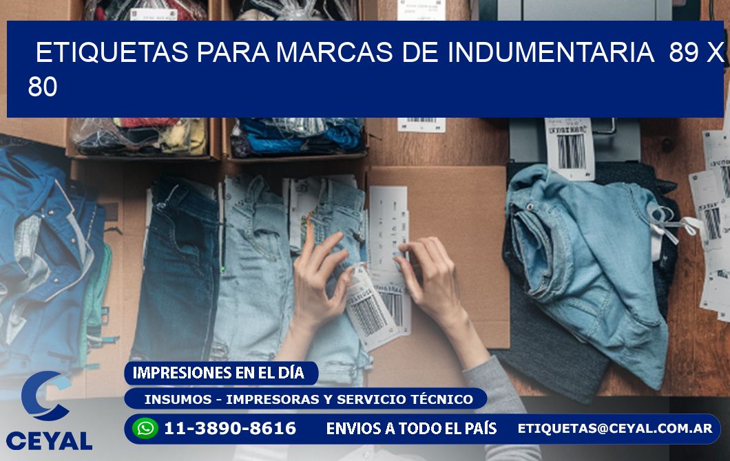 ETIQUETAS PARA MARCAS DE INDUMENTARIA  89 x 80