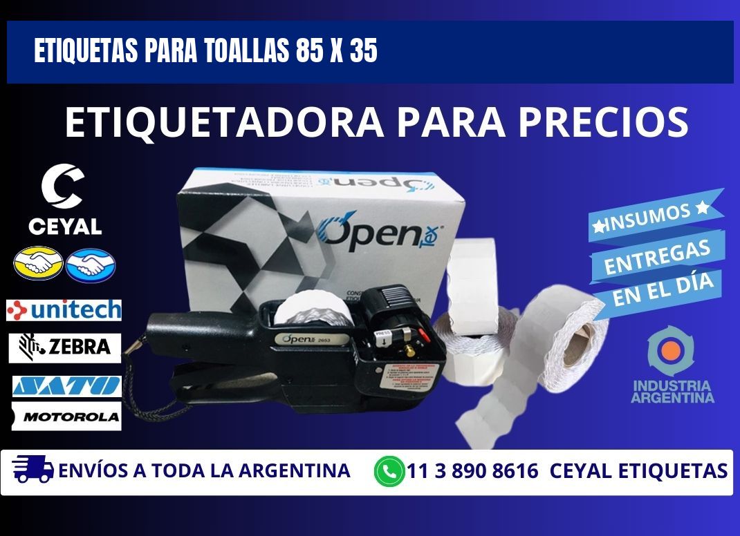 ETIQUETAS PARA TOALLAS 85 x 35