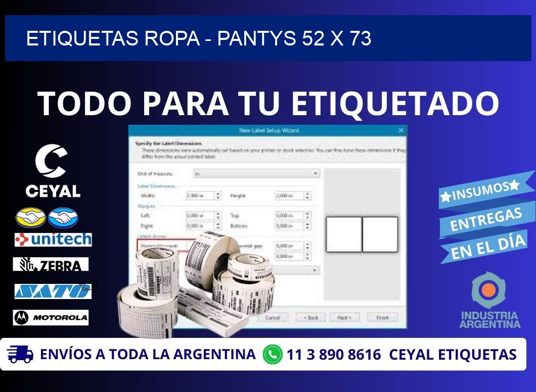 ETIQUETAS ROPA - PANTYS 52 x 73