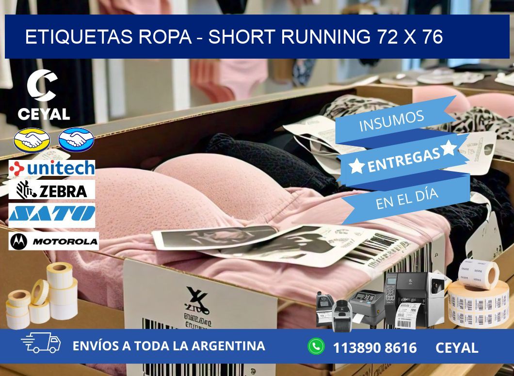 ETIQUETAS ROPA - SHORT RUNNING 72 x 76