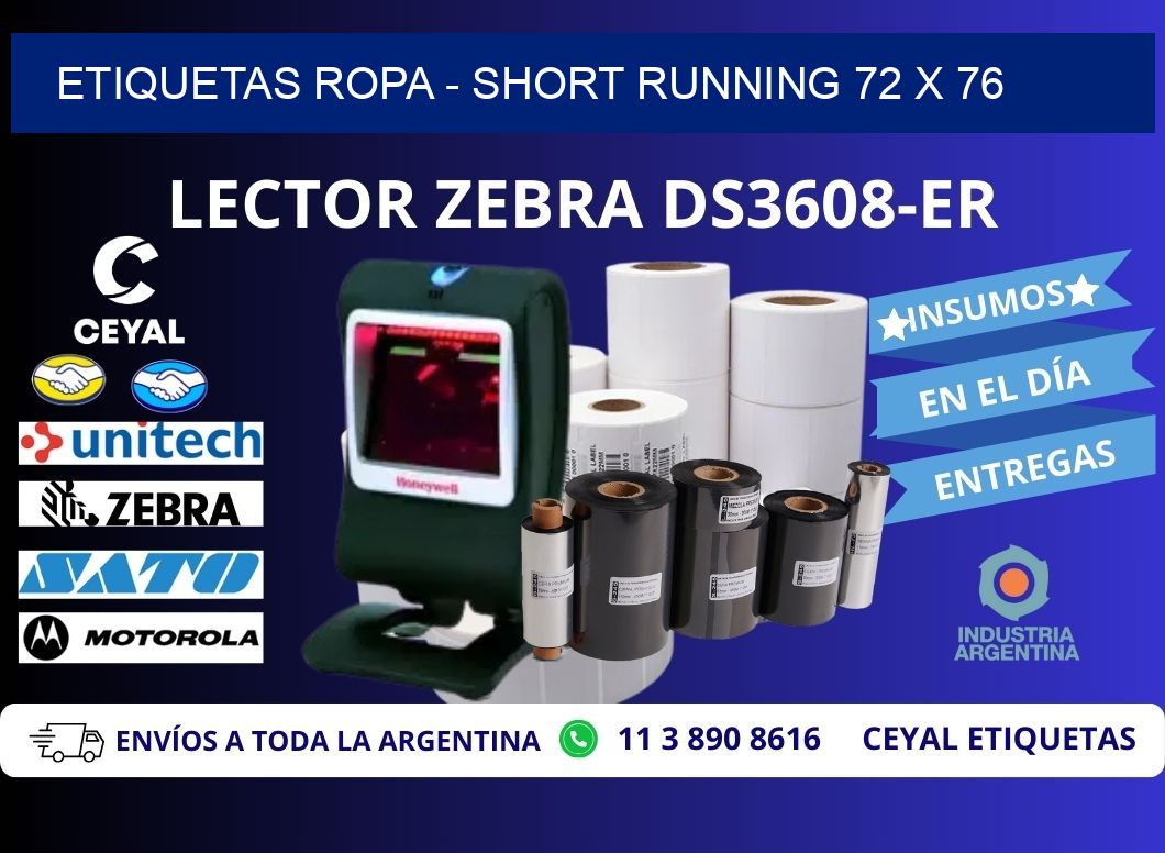 ETIQUETAS ROPA - SHORT RUNNING 72 x 76