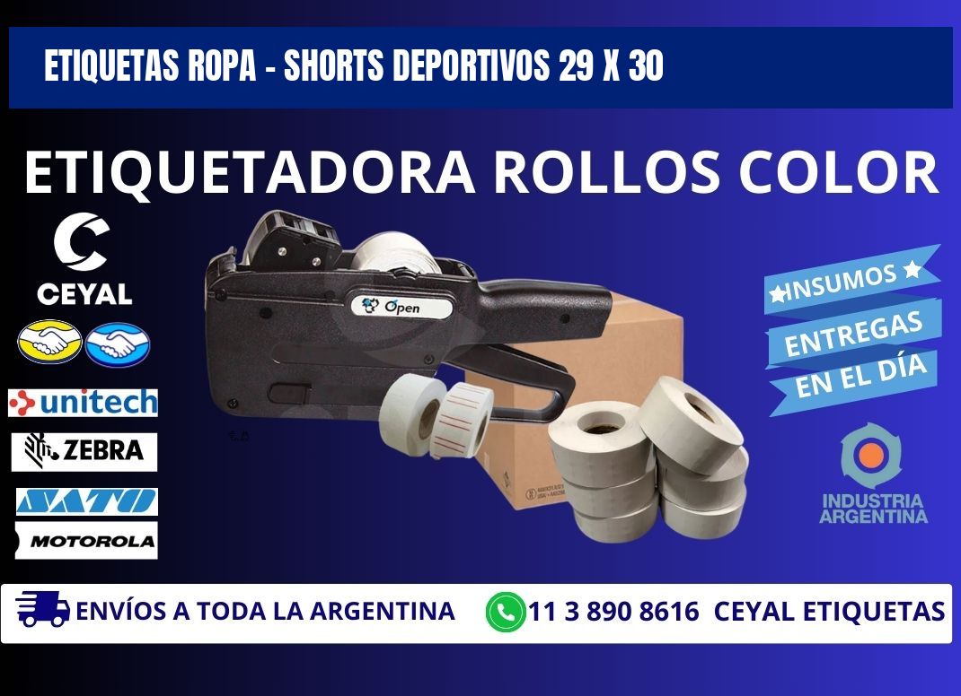 ETIQUETAS ROPA - SHORTS DEPORTIVOS 29 x 30