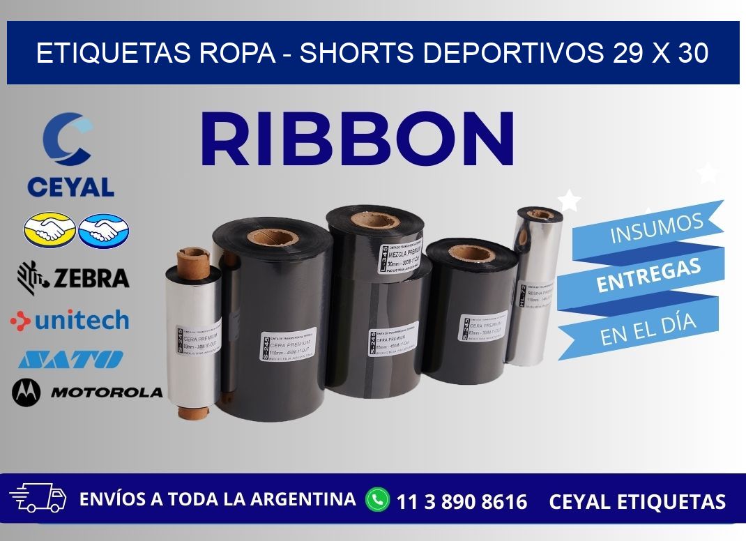 ETIQUETAS ROPA - SHORTS DEPORTIVOS 29 x 30